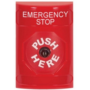 STI SS2000ES-EN Stopper Station – Red – Large Octagon – Push Button Key to Reset – Emergency Stop Label